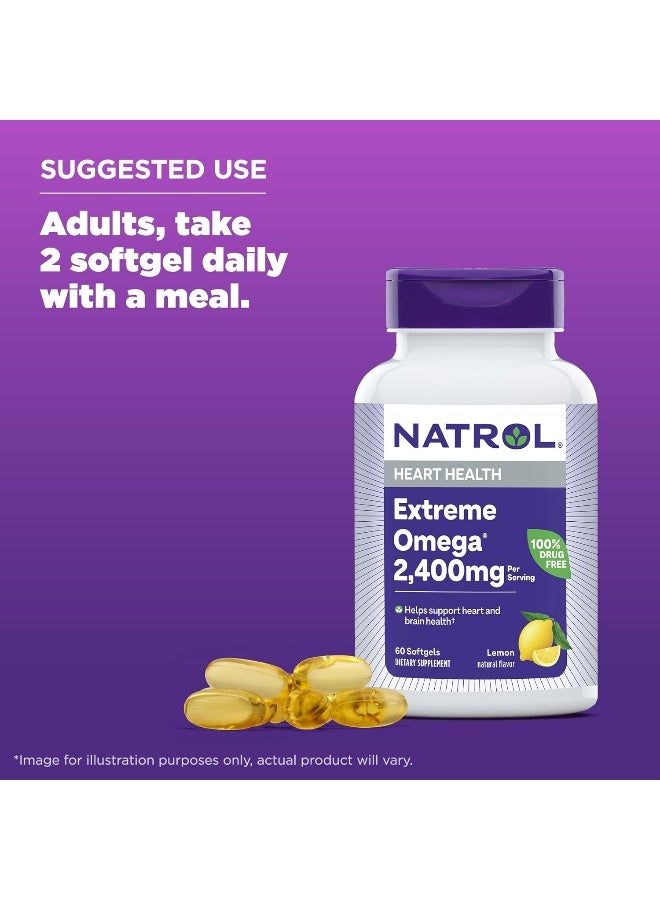 Natrol Heart Health Extreme, Ogema 2400mg - 60 Softgels Packaging May Vary - Image 2